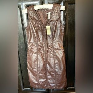 🆕 MAX STUDIO Brown Faux Leather Dress, size small